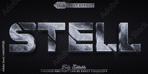 Silver Metallic Stell Vector Editable Text Effect Template