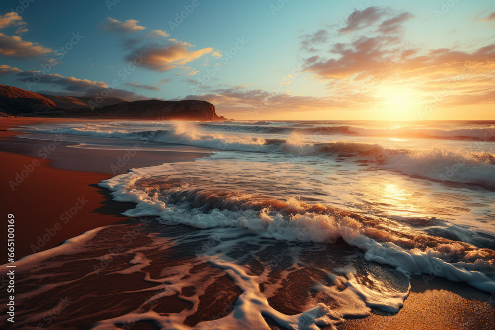 A landscape where a desert seamlessly transitions into an ocean, blurring the boundaries of reality and imagination. Concept of surreal nature. Generative Ai. A landscape where a desert seamlessly transitions into an ocean, blurring the boundaries of reality and imagination. Concept of surreal nature. Generative Ai.