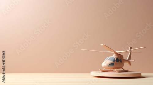 wooden helicopter toy with copy space
