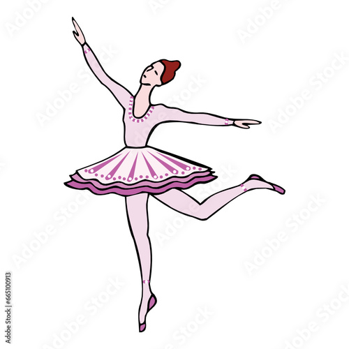 Ballerina silhouette isolated on white background. Vector illustration on a white background