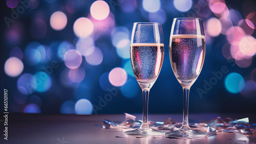 Raising a Glass to the New Year, Champagne Toast, New Year's Cards. Generative AI