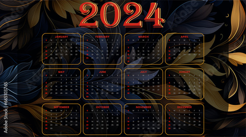 happy new year 2024 calendar layout photo