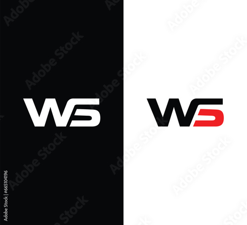 Monogram Letter WS Logo Design. Black and White Logo. Usable for Business Logos. Flat Vector Logo Design Template photo