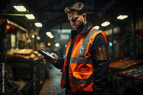 A delivery driver using a handheld scanner to confirm the receipt of goods at a customer's location, ensuring accuracy in delivery. Concept of proof of delivery. Generative Ai.
