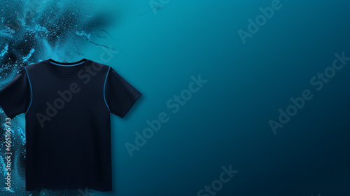 a black swim shirt on the deep sea with dark blue background with copy space. swim shirt ads concept and tshirt