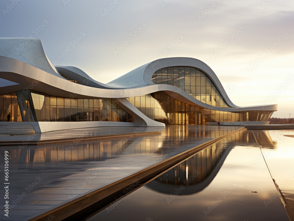 Modern building interior lobby parking