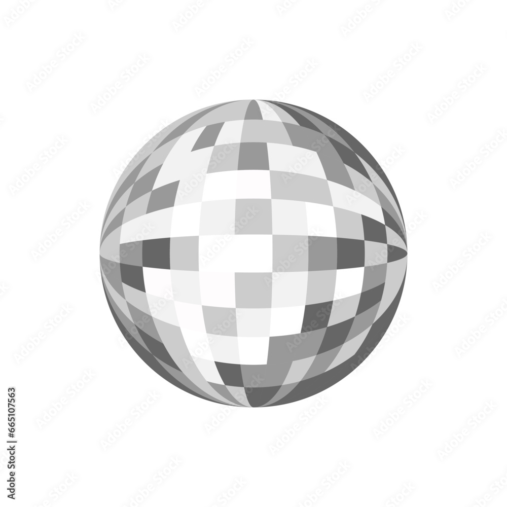 Silver disco ball on isolated background. Vector flat illustration Silver disco ball on isolated background. Vector flat illustration
