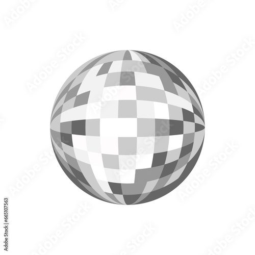 Silver disco ball on isolated background. Vector flat illustration