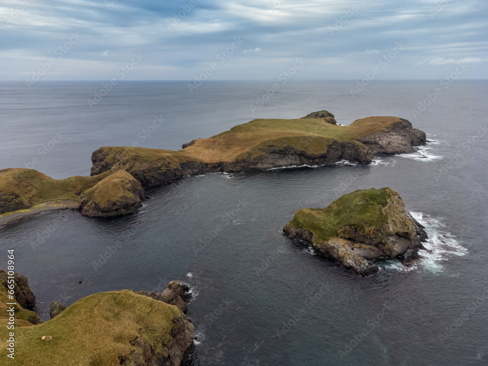 Sunset in the Bay of the Edge of the World on the island of Shikotan, Kurils.