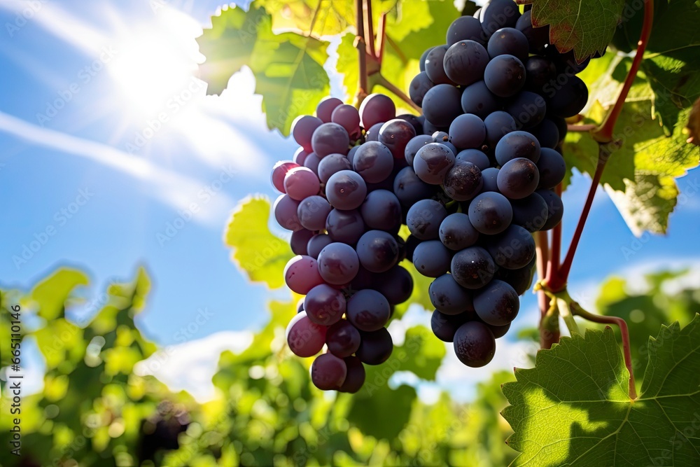 Closeup Of Grapes Growing In Vineyard.