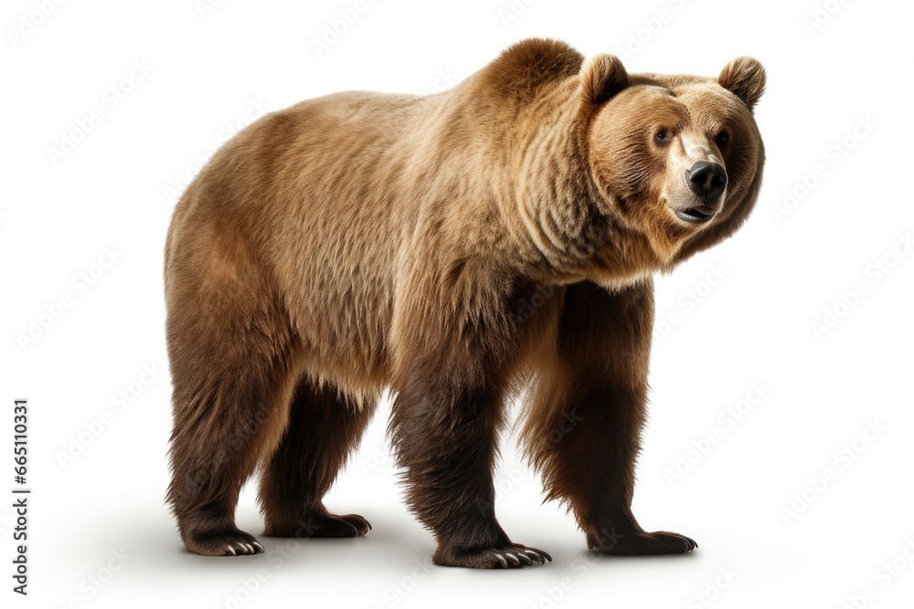 Fototapeta premium A majestic brown bear posing against a blank canvas