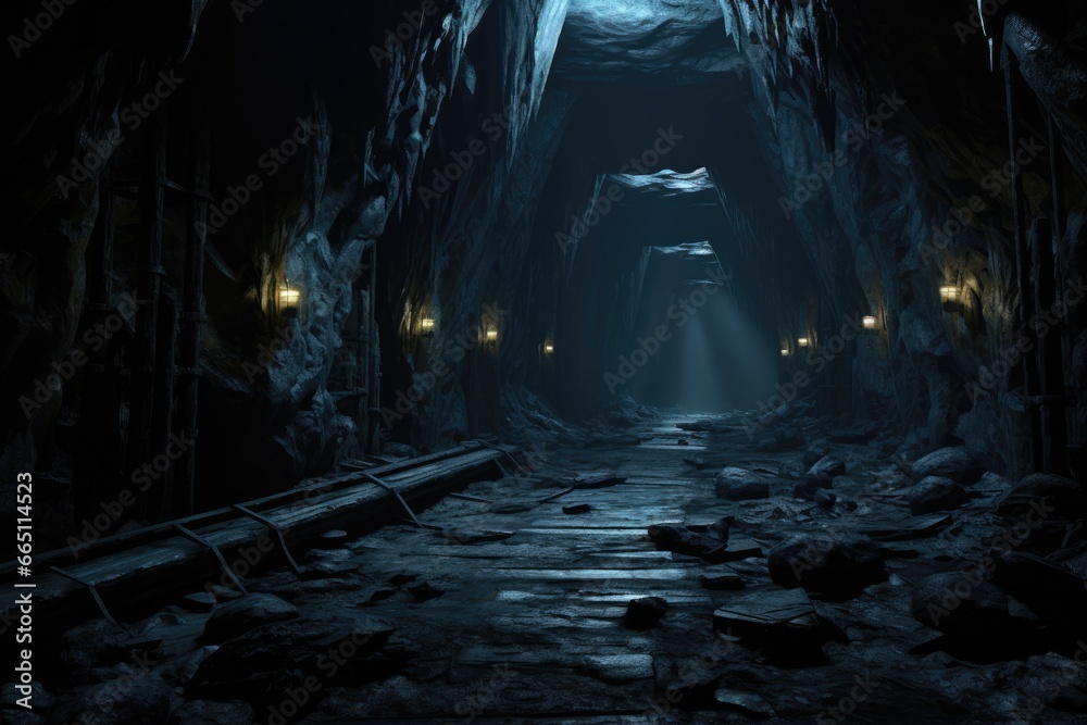 Fototapeta premium An illuminated passage leading to an unknown destination