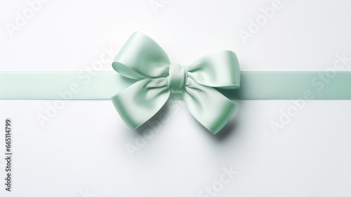 mint ribbon background with bow.