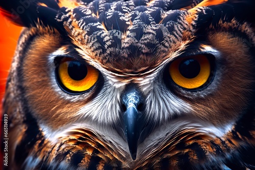 Owl headshot with closeup of face. © Emran