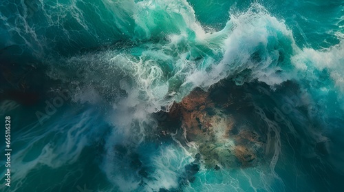 Top view on ocean waves.