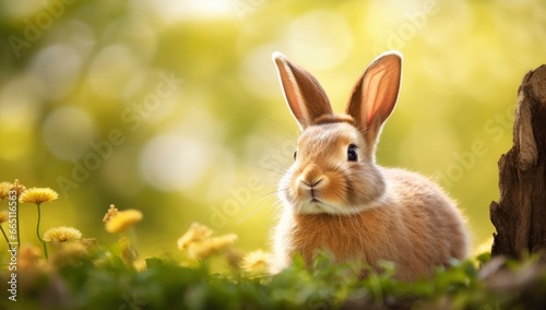 Easter Bunny with beautiful Spring Nature. © Emran