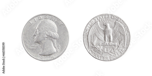 Quarter dollar coin isolated