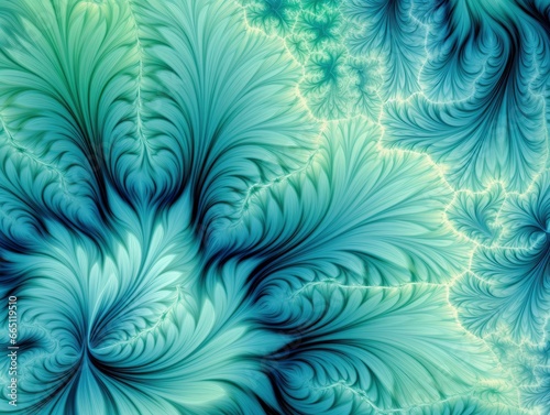 Aqua and Green psychedelic fractal. © Emran