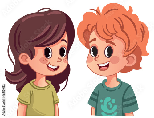 Vector illustration of a teenage girl and a boy.