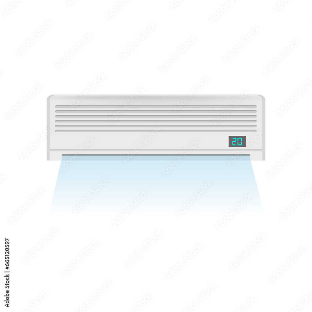 Realistic Detailed Air Conditioner Isolated on a White Background Symbol of Comfort. Climate Control for House Vector illustration