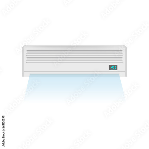 Obraz na płótnie Realistic Detailed Air Conditioner Isolated on a White Background Symbol of Comfort. Climate Control for House Vector illustration w salonie