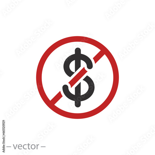 free of charge icon, no need to pay, thin line symbol - editable stroke vector illustration