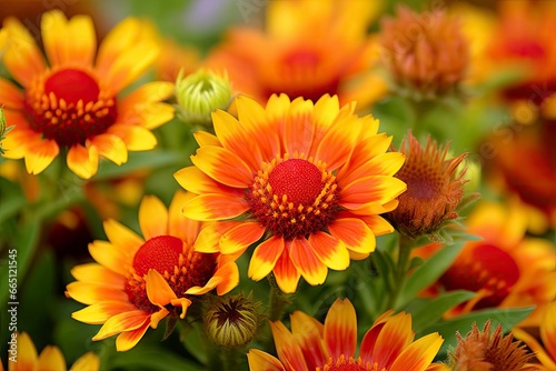 Gaillardia or Blanket Flower. Bright and Colorful Shades of Warm Tones.