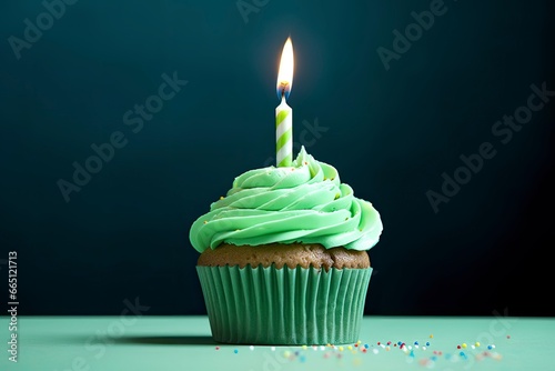 Happy Birthday Cupcake with Candle.