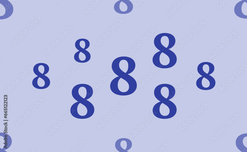 Seamless pattern of large isolated blue number eight symbols. The pattern is divided by a line of elements of lighter tones. Vector illustration on light blue background Seamless pattern of large isolated blue number eight symbols. The pattern is divided by a line of elements of lighter tones. Vector illustration on light blue background