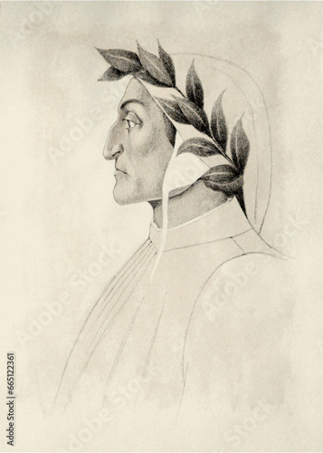 Dante Alighieri portrait head face pencil drawing sketch