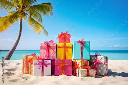 Christmas gifts on the beach