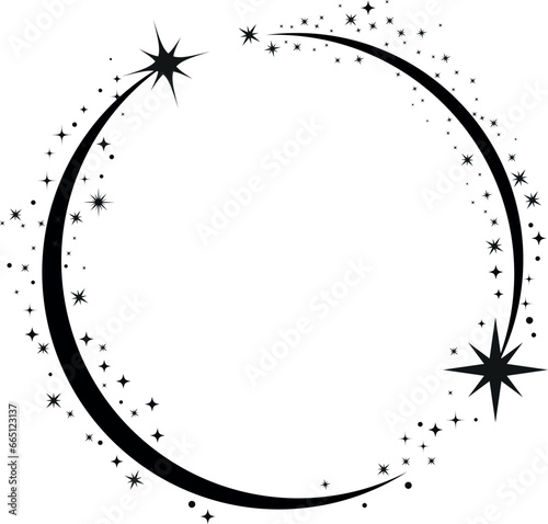 Celestial sparkle round circle frame.