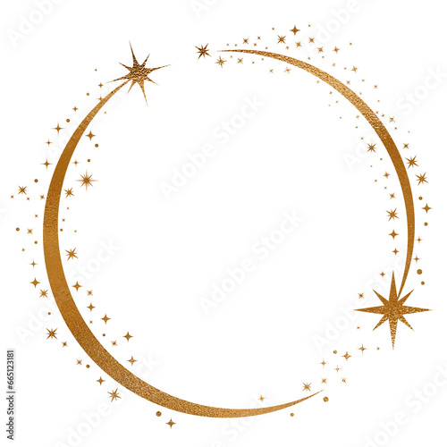 Gold Sparkle Star Circle Celestial Frame.