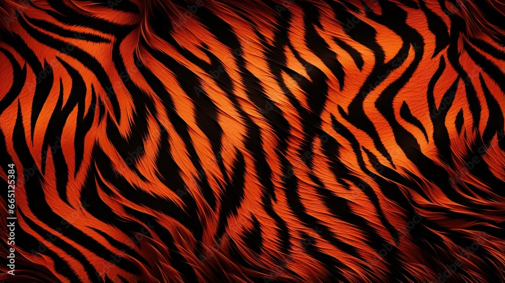 an orange and black tiger print background with a black background. generative ai an orange and black tiger print background with a black background. generative ai