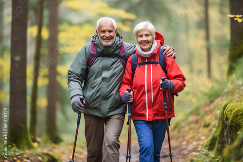 Couple hiking in the mountains