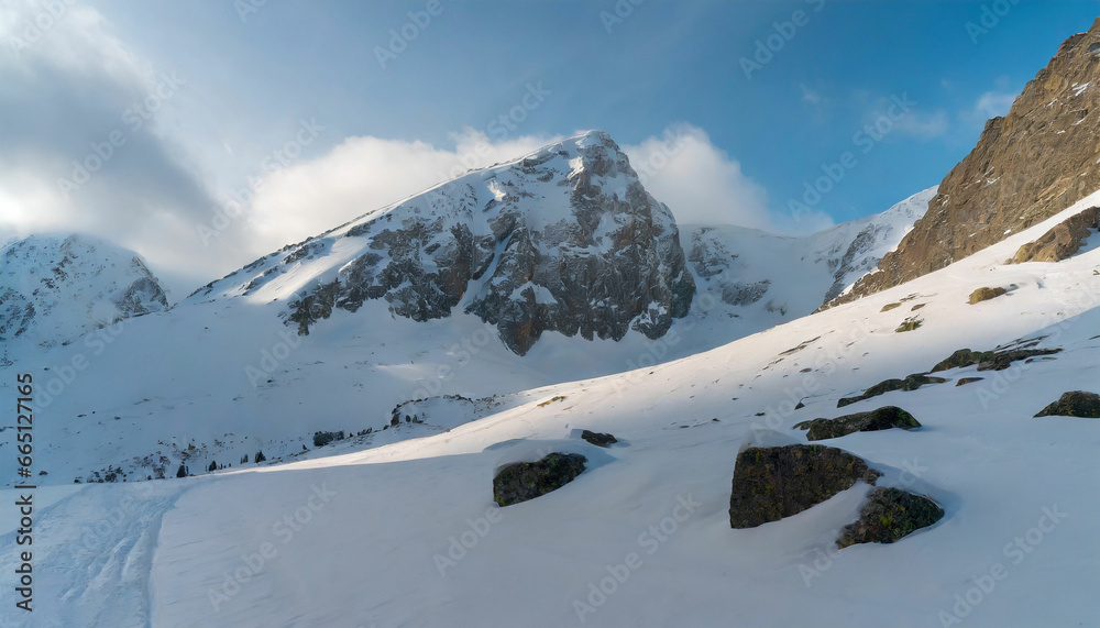 Winter Landscape of Tranquil Snow-Capped Peaks