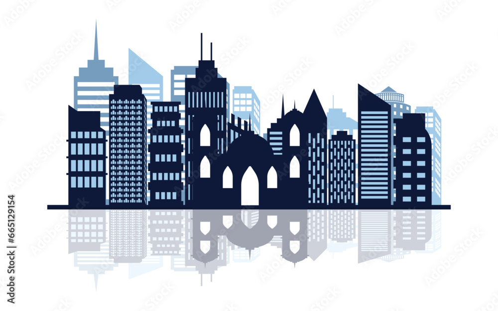 City Buildings Illustration Silhouettes Vector art