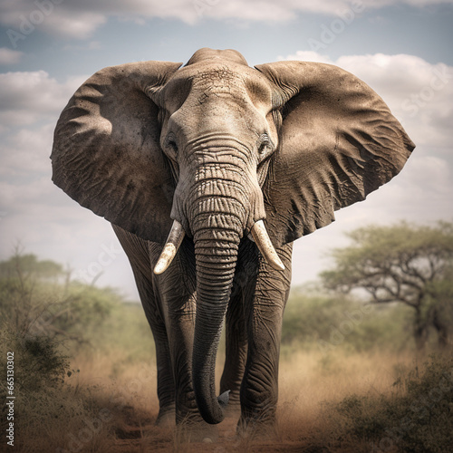 Rendering of a photorealistic image of an elephant