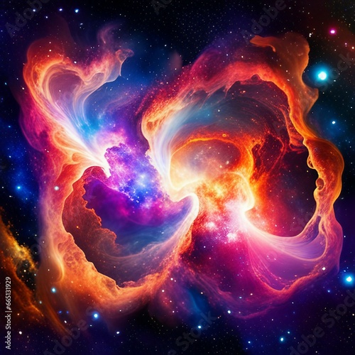 Nebula and galaxies in space. Abstract cosmos background