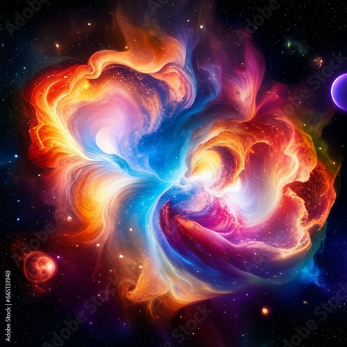 Nebula and galaxies in space. Abstract cosmos background