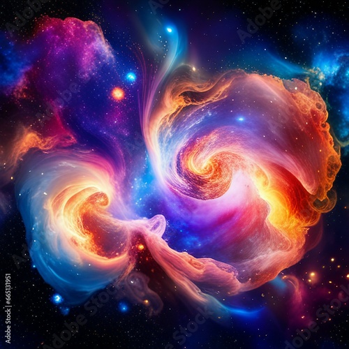 Nebula and galaxies in space. Abstract cosmos background