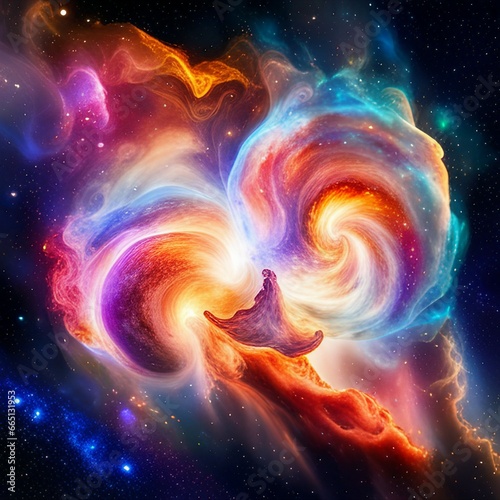 Nebula and galaxies in space. Abstract cosmos background