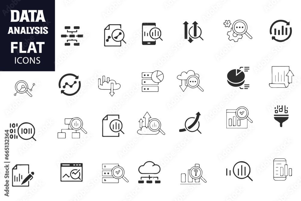 Data analysis line icons vector set. Analytics, server, mining, data filter, traffic, AI, hosting, monitoring. Statistics and analytics outline stock icons collection Data analysis line icons vector set. Analytics, server, mining, data filter, traffic, AI, hosting, monitoring. Statistics and analytics outline stock icons collection