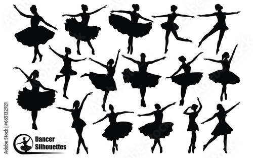 Female Dancer or Woman Dancing silhouettes Vector art