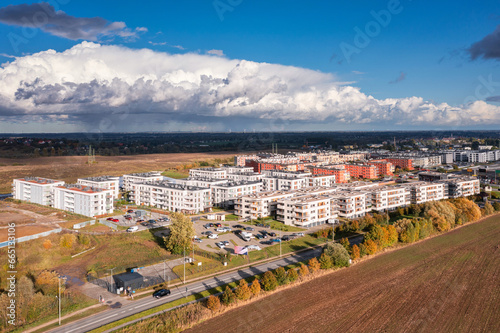 Aerial view of a residential area in Pruszcz Gdanski, Poland photo