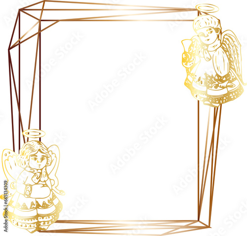 Christmas gold geometric frame.