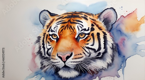 watercolor tiger head