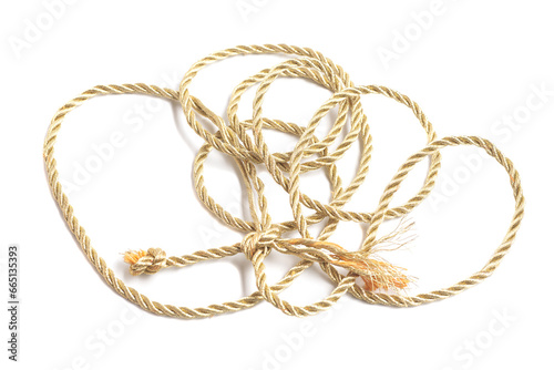 Golden rope isolated on a white background