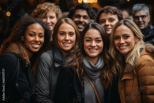 group of young muticultural smiling people