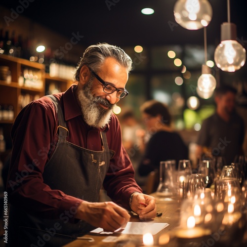 Master Craftsman at Work in the Wine Cellar photo